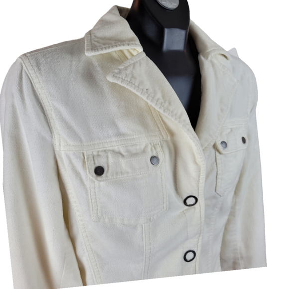 MEXX Jacket White Cropped Snap Closure Size 10 - Picture 6 of 13